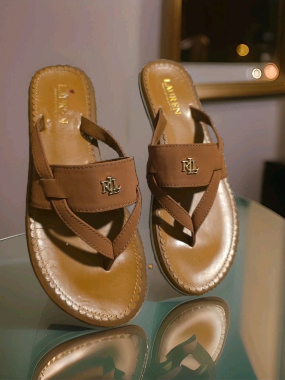 Pre-loved Ralph Lauren Rosalind Thong Sandals Black sz 7.5(38)